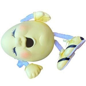 Vintage Happy Side Sitter Ceramic Egg Pipe Cleaner arms legs Anthropomorphic